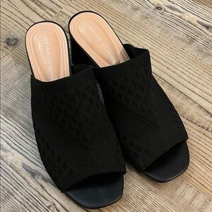 Adrienne Vittadini Black Knit Mules